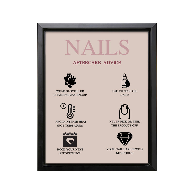 Conseils de suivi des ongles, Black Framed, Canvas, 18"H x 24"W