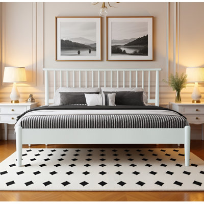 Ariona Full Size Bed Frame - AIB-40-F with Headboard & Footboard, Center Metal Legs, 12 Heavy Duty Solid Wood Slats Support, Easy Set Up, Noise-Free, No Box Spring Needed, Classic White Oak