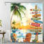 Rideau de bain avec crochets, 72 po x 72 po (180 x 180 cm), panneau de plage en bleu