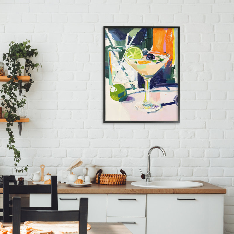 «Vibrant Summer Cocktail», estampe numérique, conception de Riley B, H 20 po x l 16 po, Giclée encadrée noir minuit
