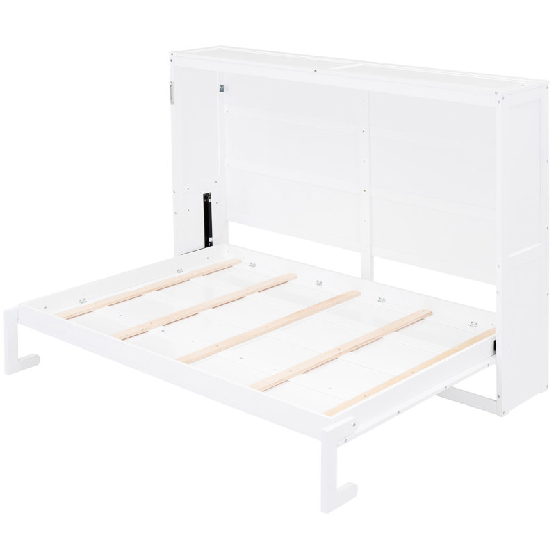 Lit double pleine grandeur, solution d'espace pour une petite surface de sommeil confortable, taille de lit mural facile à plier, chambre d'amis parfaite et bureau à domicile, lattes flexibles confortables, assemblage