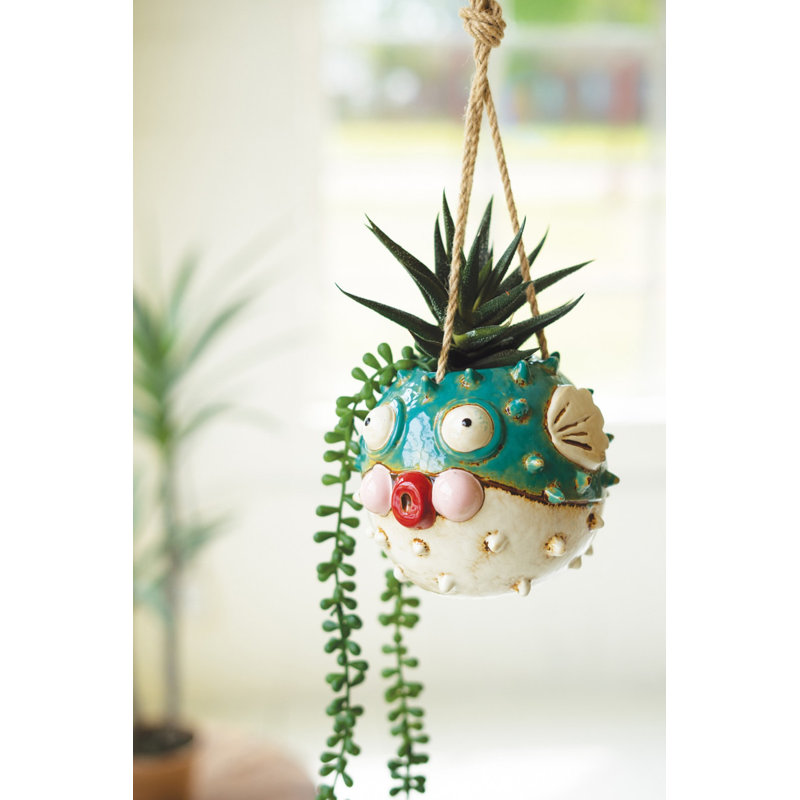  Ensemble de 2 pots à fleurs suspendus en céramique fabriqués à la main H 10 po