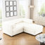 Chenille blanche moderne avec 2 sièges et rangement, housse cylindrique en tissu 2