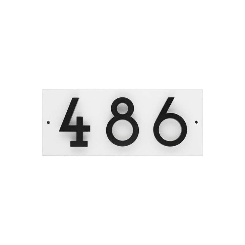 Floating Stand-Off 3-Number Horizontal Sign, White /W/ Black Modern Font Numbers, Yes