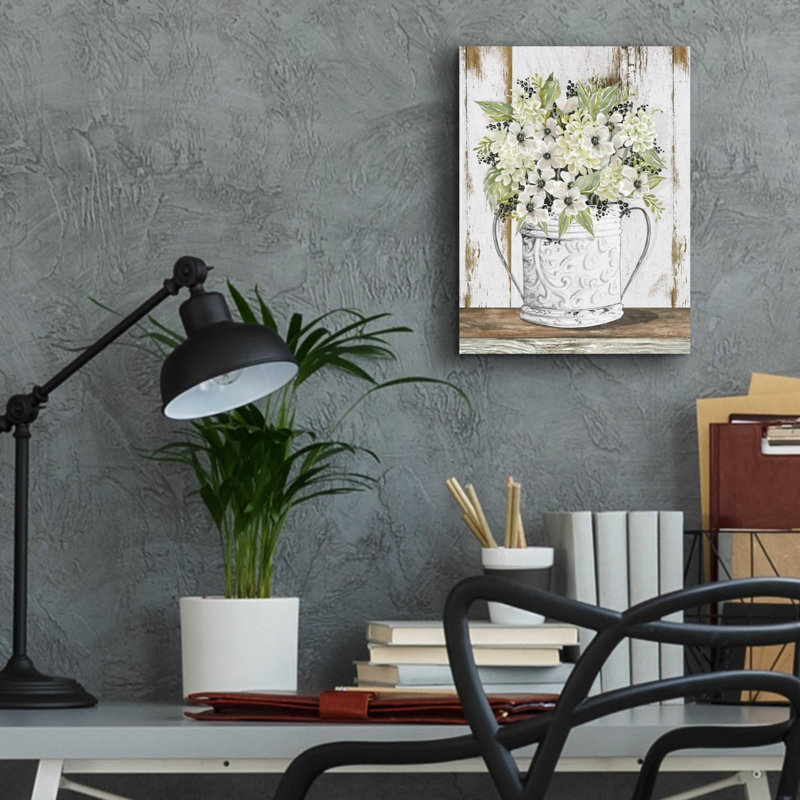 «White Floral Dreams» par Cindy Jacobs, art mural en verre acrylique, H 16 po x l 12 po x P 0,13 po