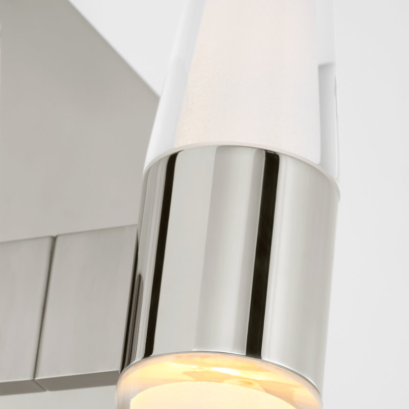 Sean Lavin Lassell 2-light single wall sconce in natural brass finish with crystal shades, Polished Nickel