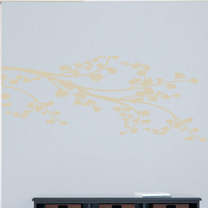 Adhésif décoratif coin branche feuillue, Beige clair