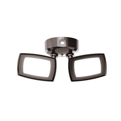 Outdoor Flood Light Backyard LED Flood Lights with Dusk-to-Dawn, Twin Head Adjustable Security Light, 3000 Lumens, 4000K - Bronze
