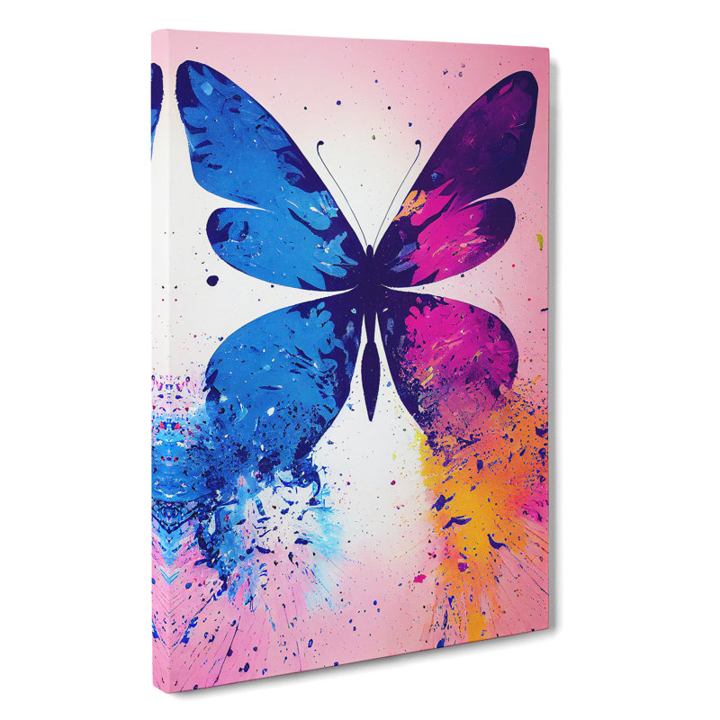 Paint Splash Butterfly No.3 Abstract - Wrapped Canvas, 76cm H x 50cm W x 3cm D