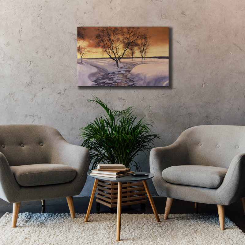 Art mural sur toile, "Amber Ice" par Diane Romanello, H 26 po x l 40 po x P 1,5 po