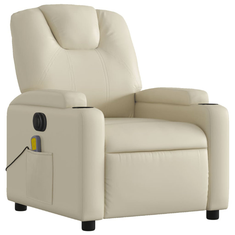 vidaXL Recliner Chair, Adjustable, Cream Polyester, Power