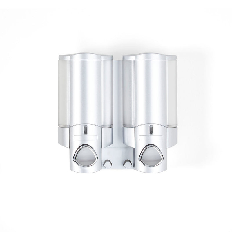 Gray Heavy Duty Plastic Two Chamber Wall Mount Soap Dispenser