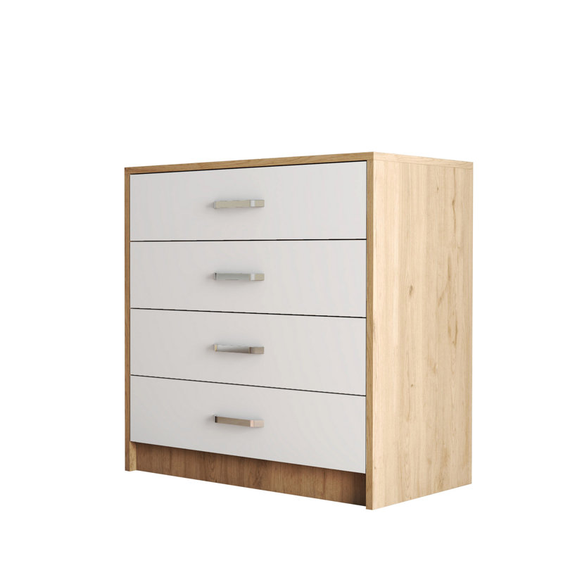 4 Drawer 32" W Dresser, Beige/White