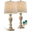 Ensemble de 2 lampes de table de 25,75 po pour le salon, la chambre à coucher, la lampe de chevet à commande tactile à 3 réglages d'intensité, la table de chevet moderne et l'abat-jour en tissu de style rétro-910074041