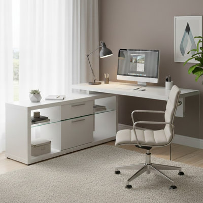 Watlington Modular L-Shaped Glass Writing Desk