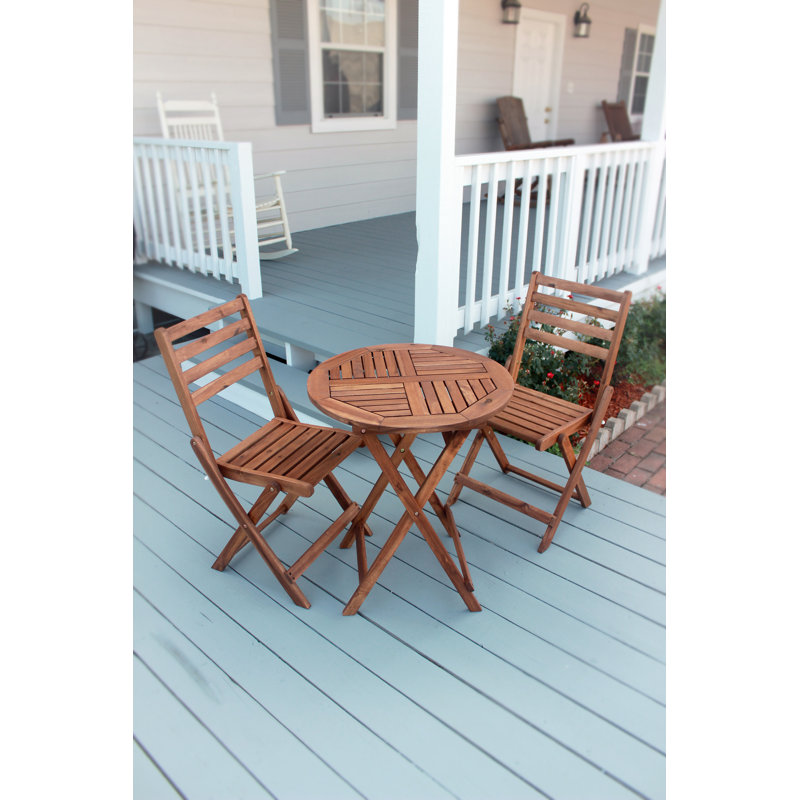 Borica 2 - Person Wood Patio Dining Set with Round Table
