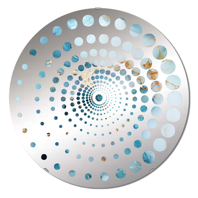 Motif de marbre céleste or et bleu - Miroir mural spiralé, 23,6 po x 23,6 po
