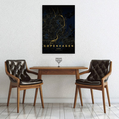 «Golden Copenhagen Map», art moderne de la ville abstraite
