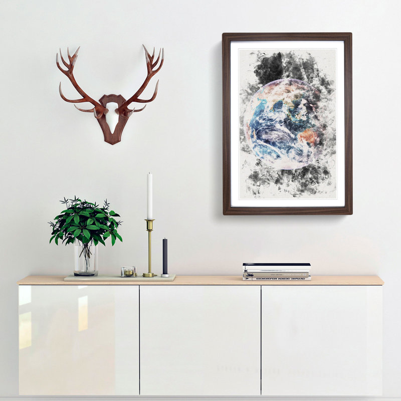 Planet Earth - Picture Frame Painting Print, Walnut Framed, 33cm H x 24cm W x 2cm D