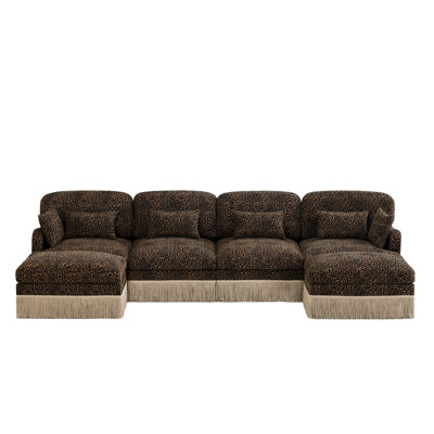 Spacious Modular Sofas, Chenille Leopard Modern U Shaped For Home