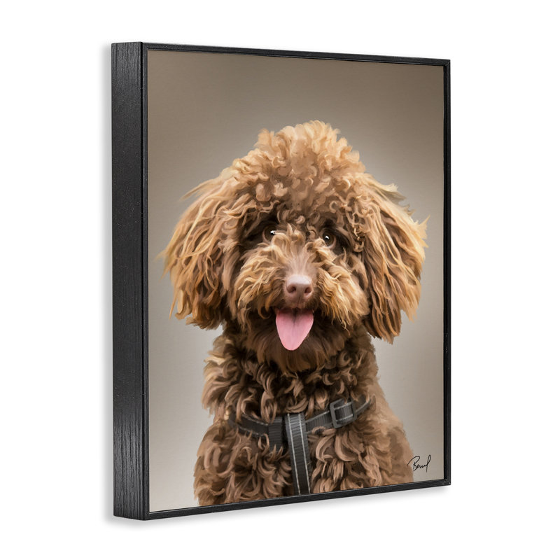 «Fluffy Toy Poodle Portrait», art de la giclée encadrée, design par Renel Peters, H 14 po x l 11 po