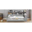 Lit simple en bois gris avec tablettes de rangement, lit gigogne et bureau d'étude-623491102