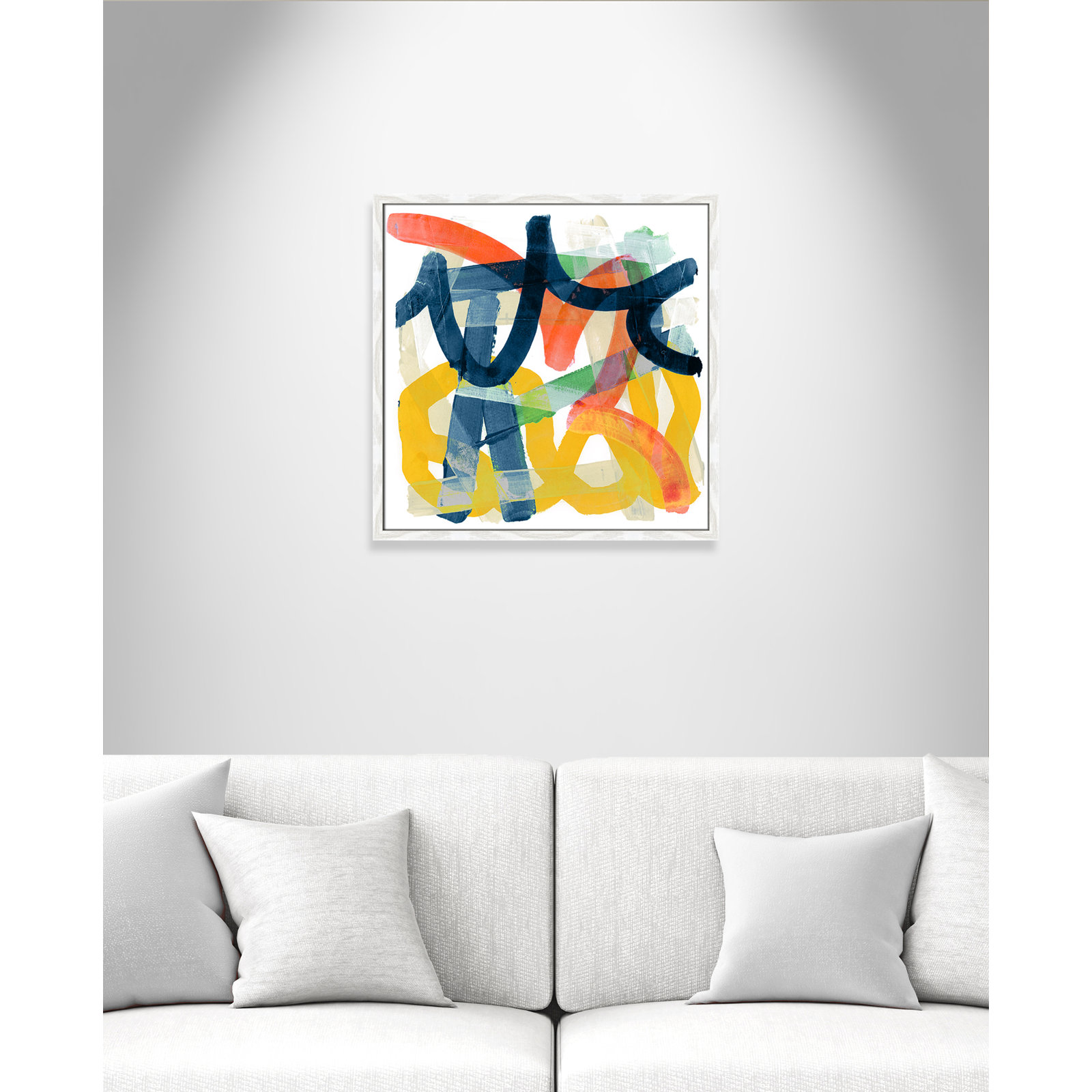 Shuffling by Cartissi - Picture Frame Painting, White Framed, 23.5" H x 23.5" W x 0.75" D