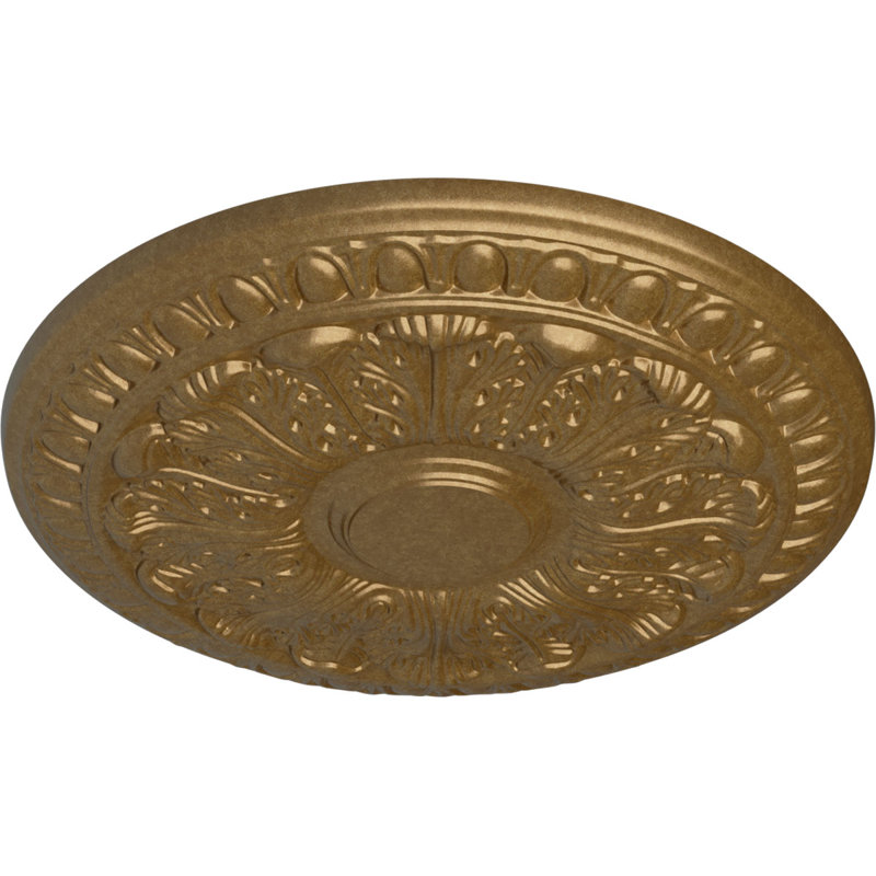 Endurathane Colton Ceiling Medallion, 15 3/4"OD x 1 1/2"P (Fits Canopies up to 4 3/4"), Hand-Painted Pale Gold Finish