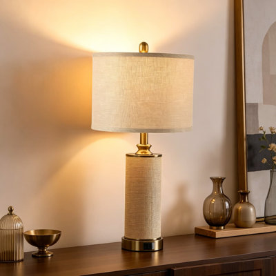 Ensemble de 2 lampes de table industrielles Boho avec gradateur tactile et ports de charge USB, conception en rotin tissé à la main et abat-jour en lin pour la table de chevet, le salon ou le bureau, comprenant des ampoules à DEL