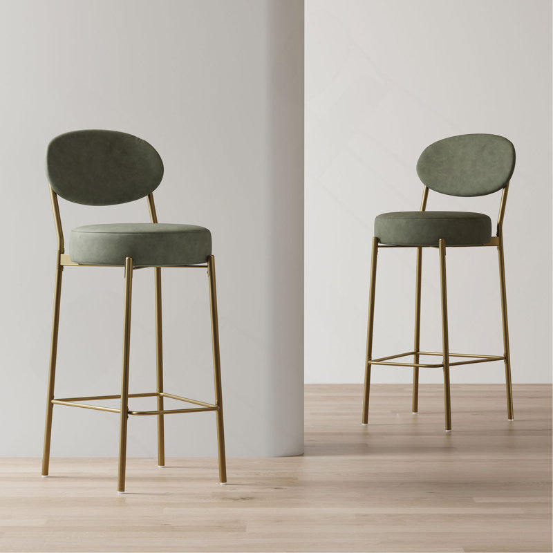 Ensemble de 2 tabourets de bar rembourrés avec dossier et repose-pieds pour la cuisine