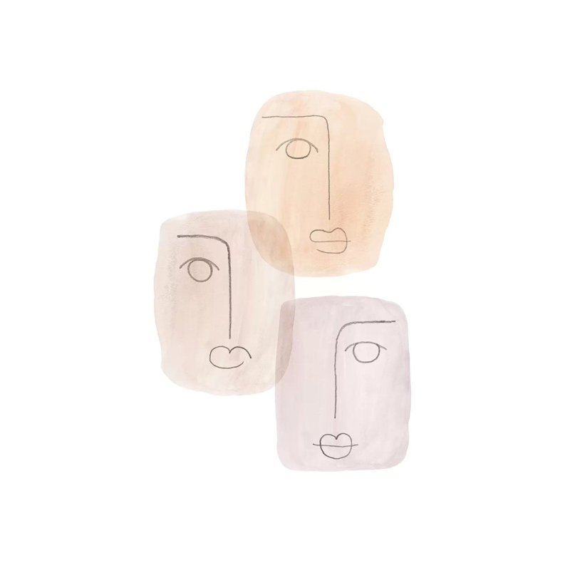Abstract Boho Faces - Painting on Canvas, 101.6cm H x 66.04cm W x 3.81cm D, Wrapped Canvas
