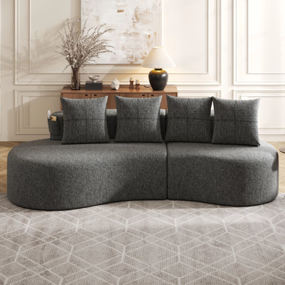 Modern Curved 3-seat Half-moon Sectional Sofa, Minimalist Elegant Compressed Modular Chenille Couch For Living Room, Office & Apartment
