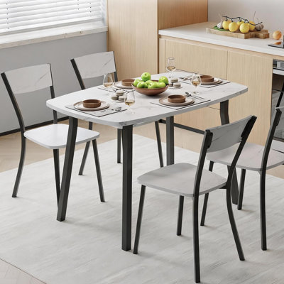 5-Piece Dining Table Set for 4, Square MDF Kitchen Table with 4 Chairs