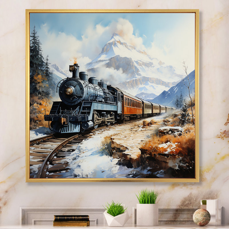 Willingboro Train Majestic Passage Pointillism II - reproduction, H 16 po x l 16 po x P 1 po, Cadre flottant doré
