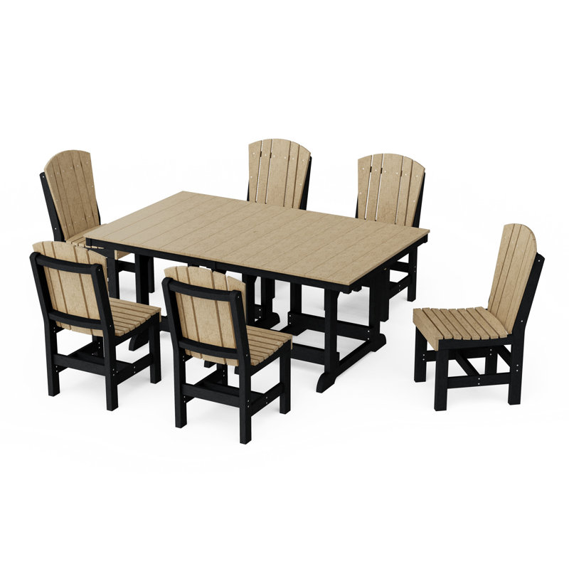Heritage 7-Piece Side Chair Rectangular Dining Set, Weathered Wood/Black