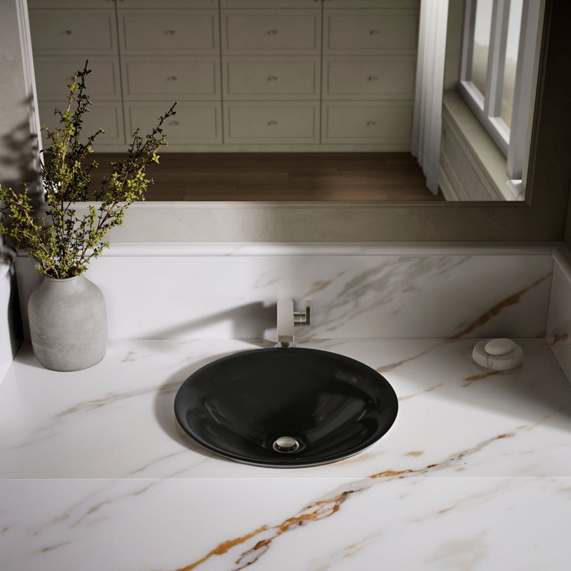 Carillon Circular Vessel Bathroom Sink, Black Black