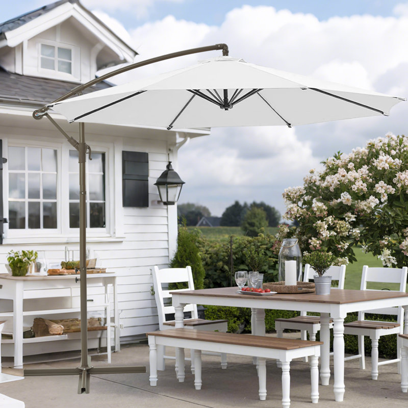 Parasol en porte-à-faux octogonal de bonne qualité, Blanc