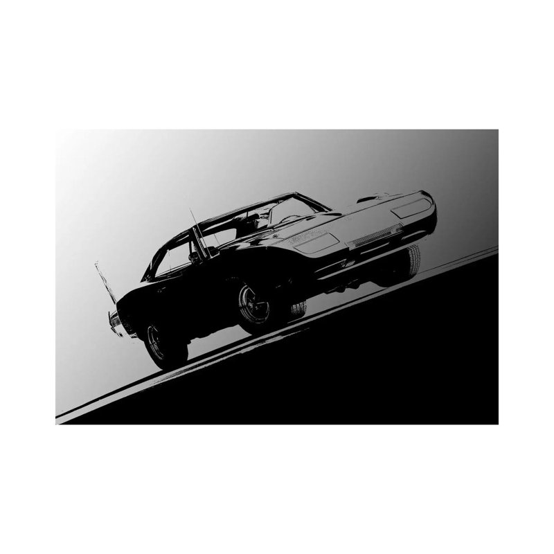 1969 Dodge Daytona, Black & White by Clive Branson - Wrapped Canvas Print