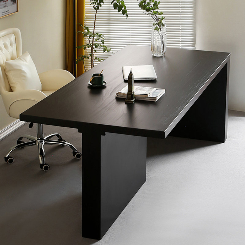 Black Rectangular Solid Wood desk, 29.53" H x 94.49" W x 39.37" D