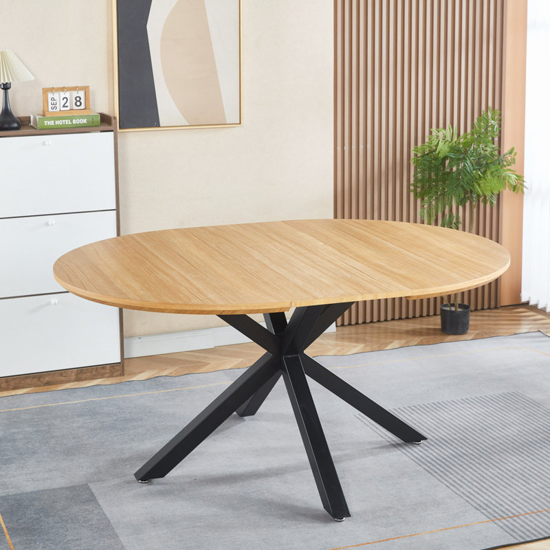Extendable Table,Dining Table,Office Table,Coffee Table,Metal Leg,Mdf Top,120/160X120x75cm, Oak, 29.9" H x 62.94" L x 47.2" W
