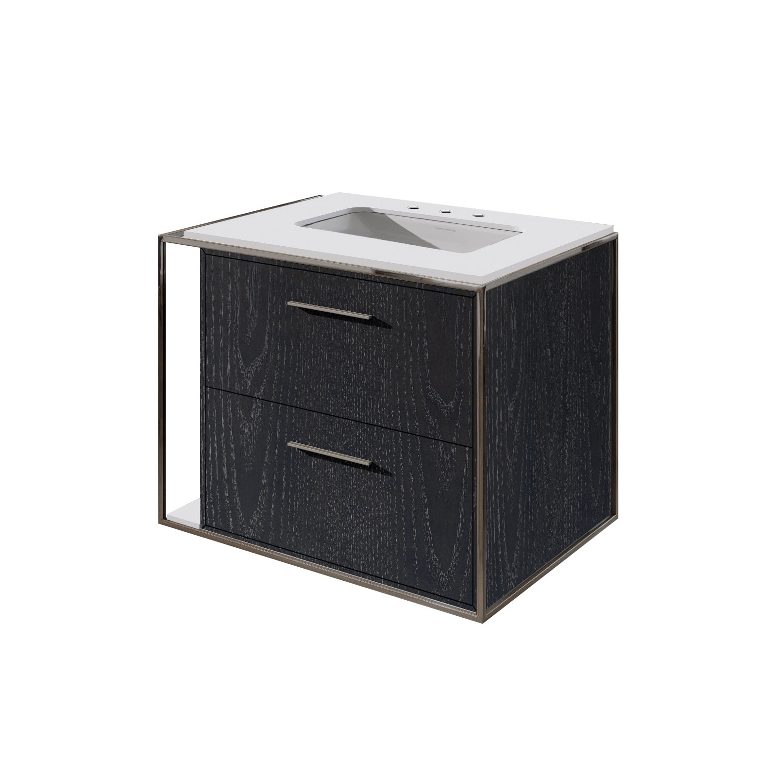 Linea 24" Single Vanity , Ash Gray, Polished Stainless Steel, 8" Widespread