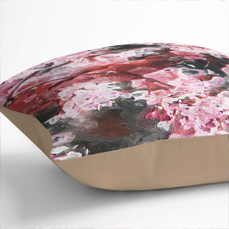 Floral Square Throw Cushion, Stone, 55 x 55 cm