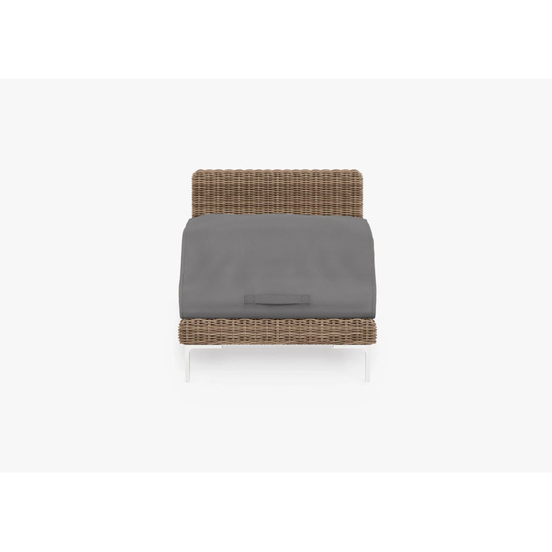 Brown Wicker Outdoor Armless Chair Conversation Set, Palisades Cream
