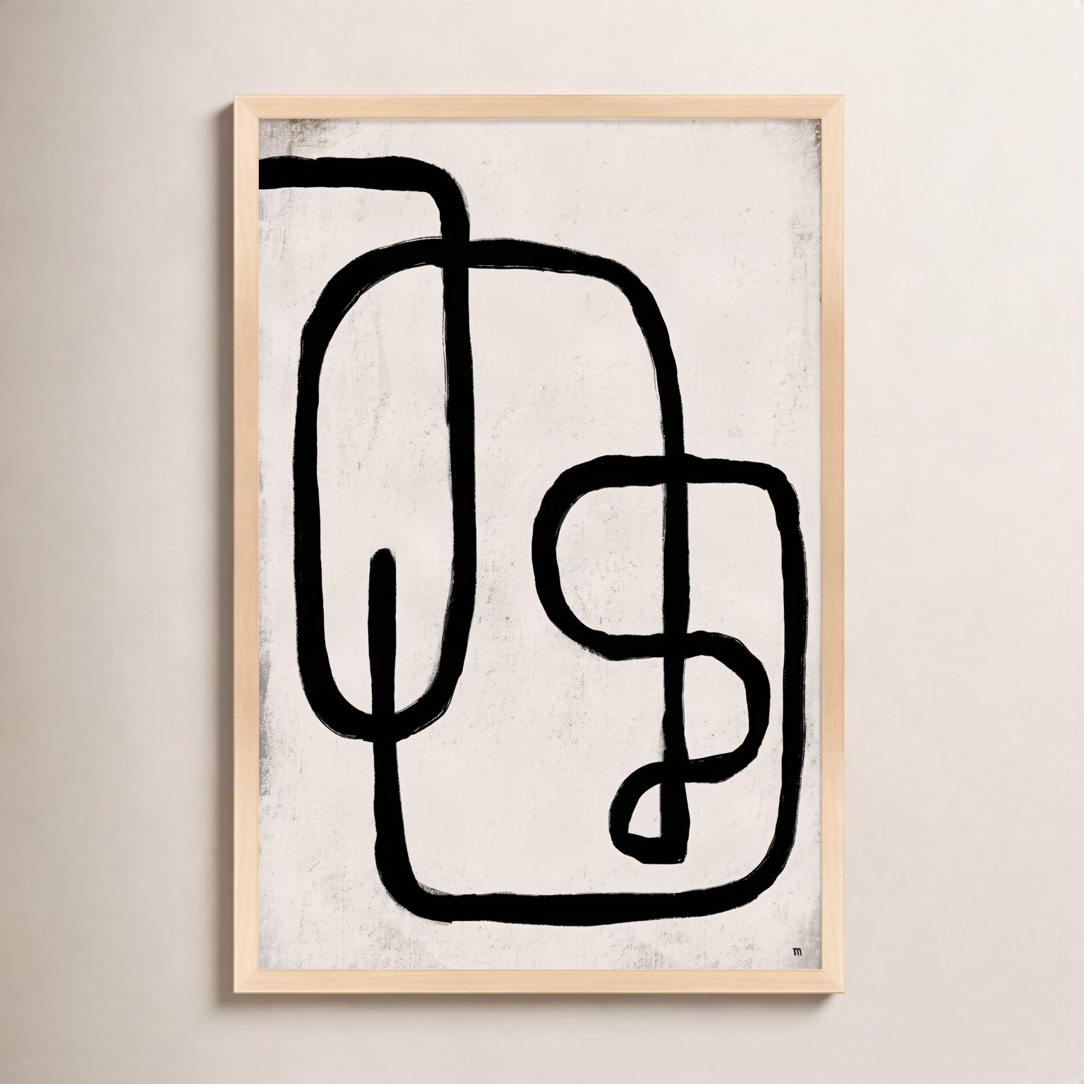 Linework 2 by StudioM, 38" H x 26.5" W x 1.25" D, Maple Framed Paper
