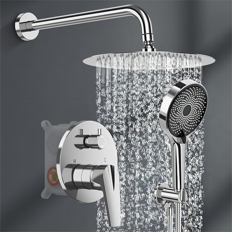 Système de douche complet 10 po avec valve brute, Chrome