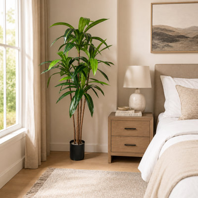 Artificial Dracaena Plant, 59/71 Inch Faux Dragon Tree with Variegated Leaves, Lifelike Tropical Fake Plant for Indoor Home Office Living Room Decor