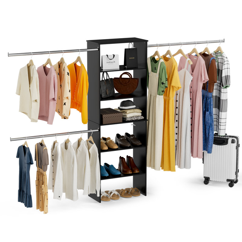 Closet Tower  Closet Unit Closet System, Black, 82.2" H x 25.5" W x 14.5" D