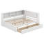 Grand lit de jour en bois en forme de L avec 2 tiroirs et tablettes de rangement, structure de lit d'angle peu encombrante-1510299595