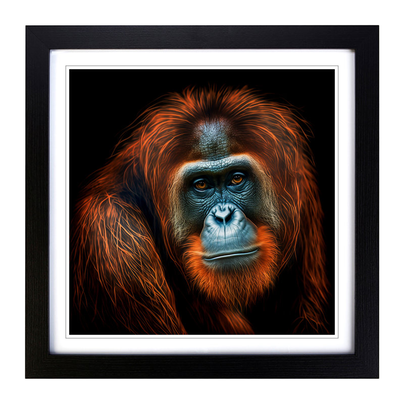 Orangutan Digital Art - Framed Print, Black