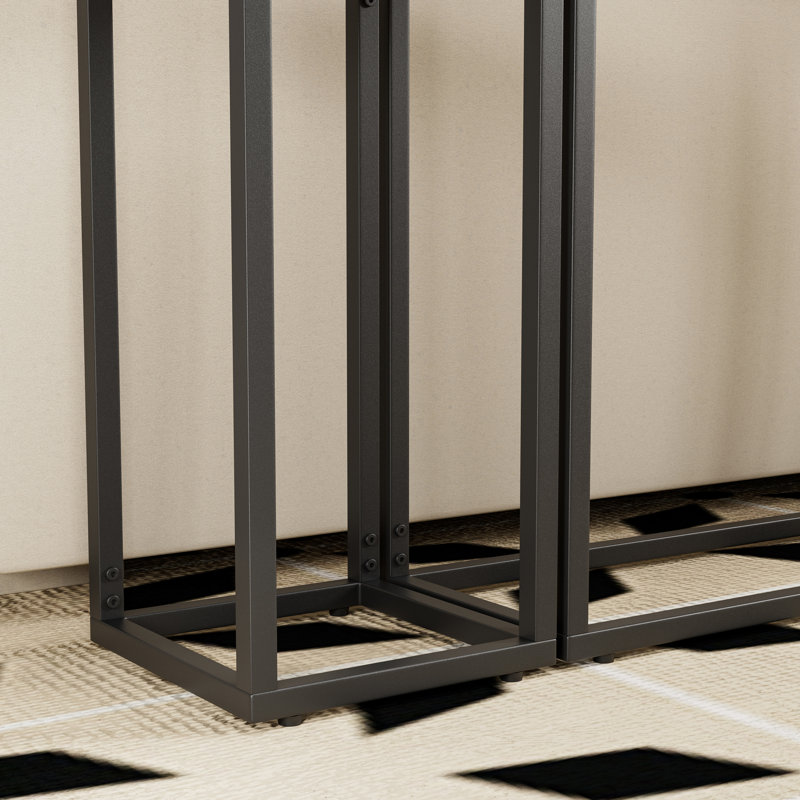 Table d'entrée étroite de style industriel, brun et noir haut de gamme, bureau multifonctionnel, console à quatre pieds réglables idéale pour les balcons, facile à assembler